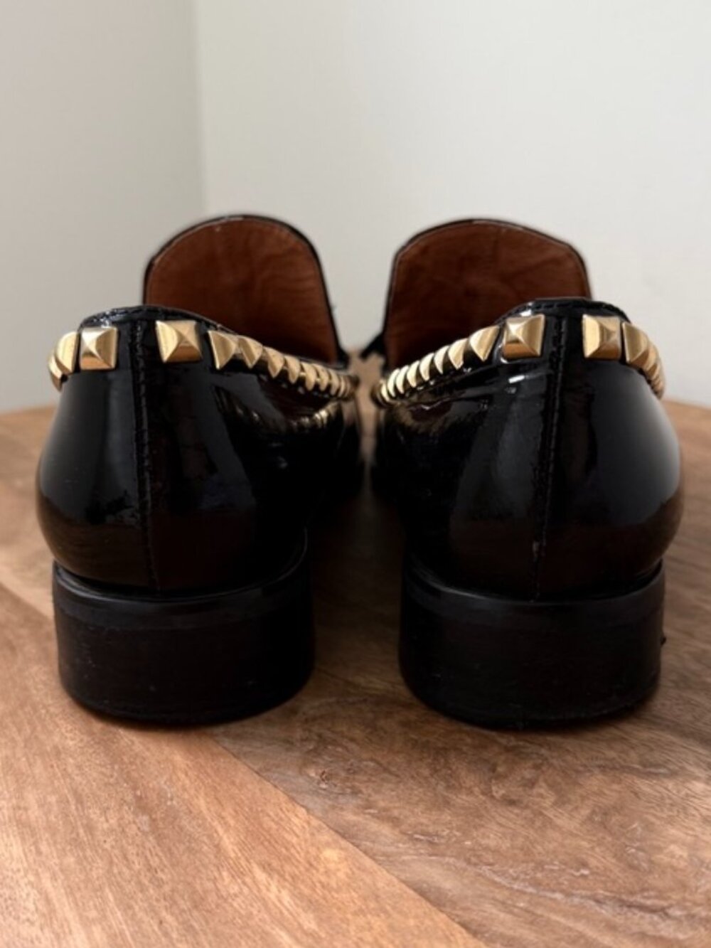 Rosebud by JEFFERY CAMPBELL Black Patent Studded Tassel Loafers Punk Flat 37 - Picture 6 of 11